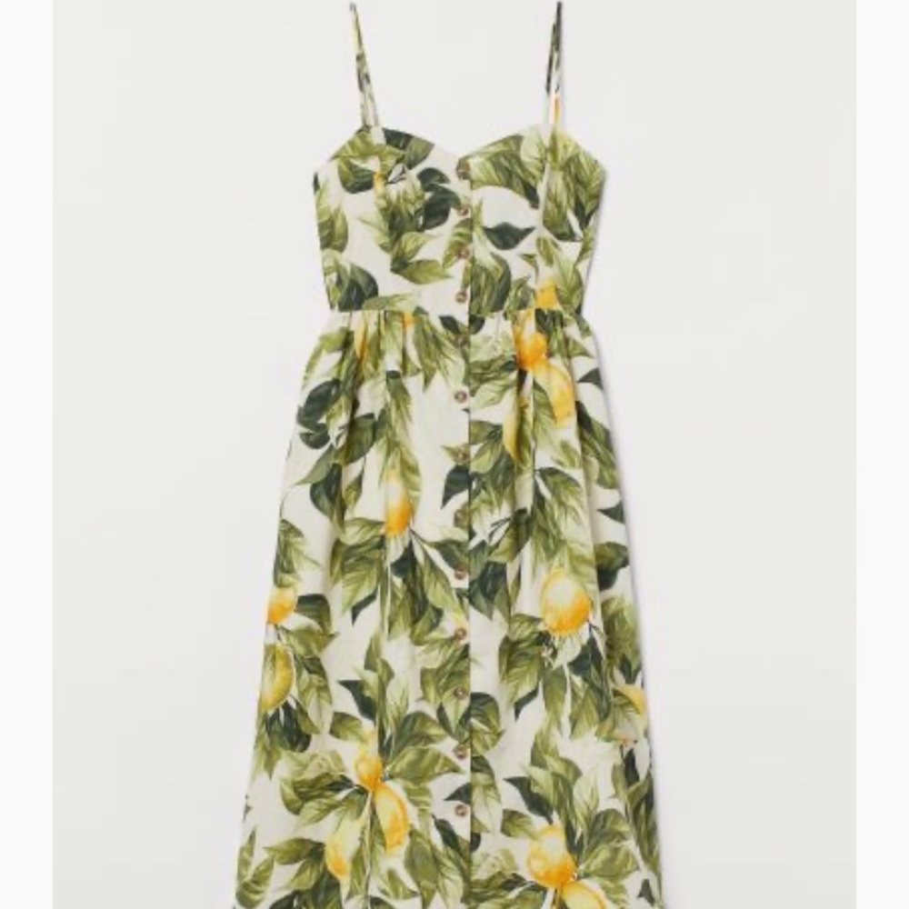 SOLD! H&M Linen-blend Lemon-print Midi Dress - Picture 12 of 16